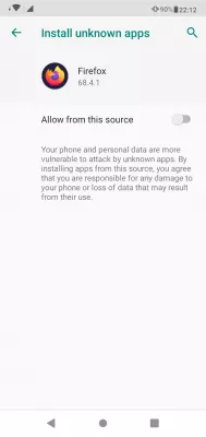 Shkarkoni dhe instaloni Fortnite celular nga dyqani Epic për Android : Lejoni Firefox celular të instalojë aplikacione të panjohura