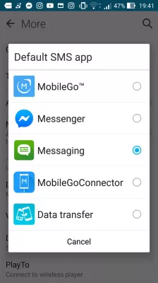 Sådan ændres standard messaging-appen på Android : Standard messaging app valg