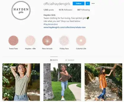 Wie verwenden Influencer Rollen in Instagram? : https://www.instagram.com/officialhaydengirls/