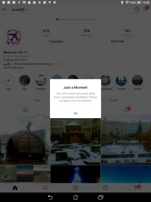 Instagram Video Upload Stock을 푸는 방법은 무엇입니까? : Instagram은 업로드하는 동안 계정을 전환 할 수 없습니다.