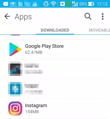 ¿Cómo resolver el video de instagram Subir Stuck? : Encontrar la aplicación de Instagram en la configuración de aplicaciones de Android
