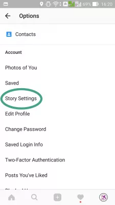Come condividere la storia di Instagram su Facebook? Suggerimenti e trucchi : Impostazioni della storia nelle opzioni di instagram