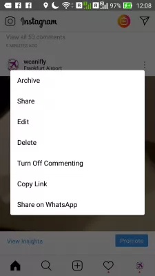 Så här delar du Instagram-videor på WhatsApp-status : Dela på WhatsApp-alternativet på Instagram