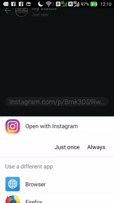Si të ndani videot e Instagram-it në statusin WhatsApp : Hapni lidhjen e statusit në WhatsApp