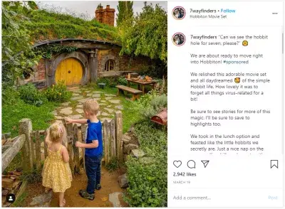 Como criar o melhor post de fotos do Instagram? : 7 Wayfinders: Nossos dois filhos mais novos em Hobbiton na Nova Zelândia